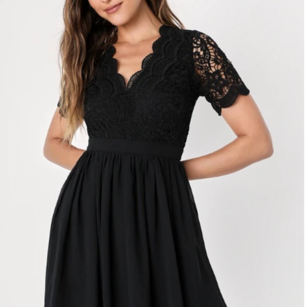 Black Lace Skater Dress "Angel in Disguise" Lulus NWT